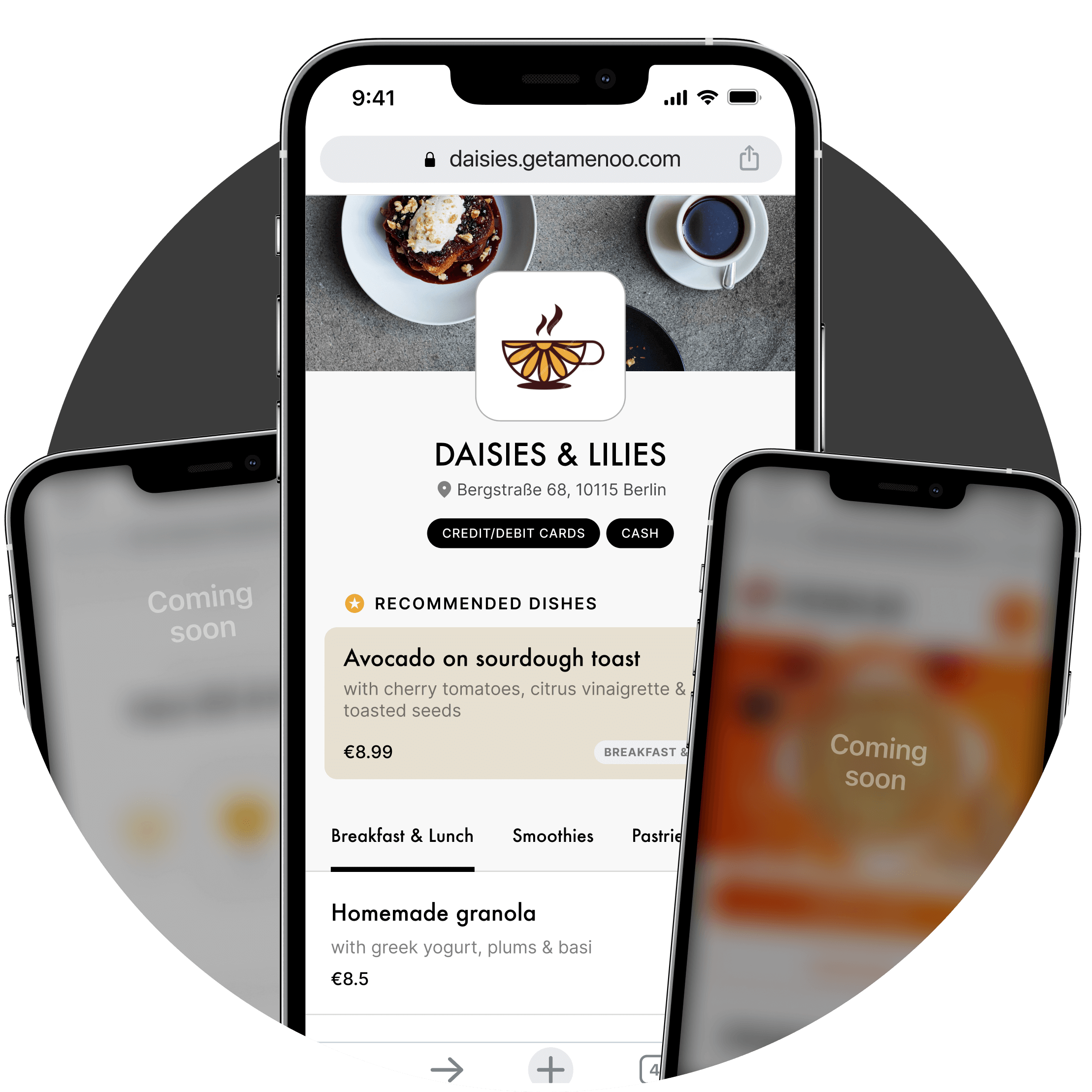 sooite hero image showing 3 phones